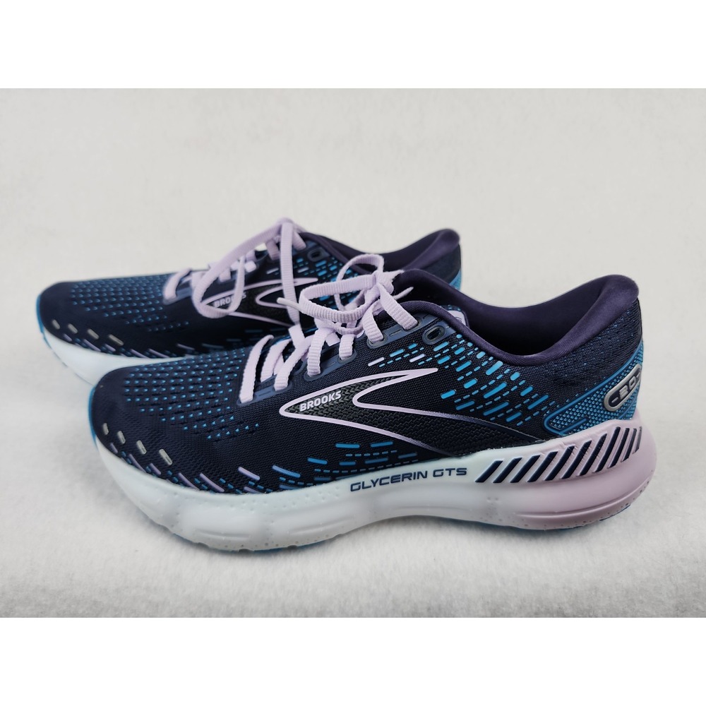 Brooks Glycerin GTS 20 Peacoat Navy With Pastel Lilac Laces Womens 9